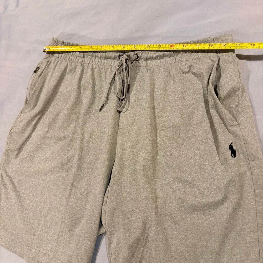 Polo Ralph Lauren Mens Heather Gray Performance Shorts Drawstring Size XL Gym